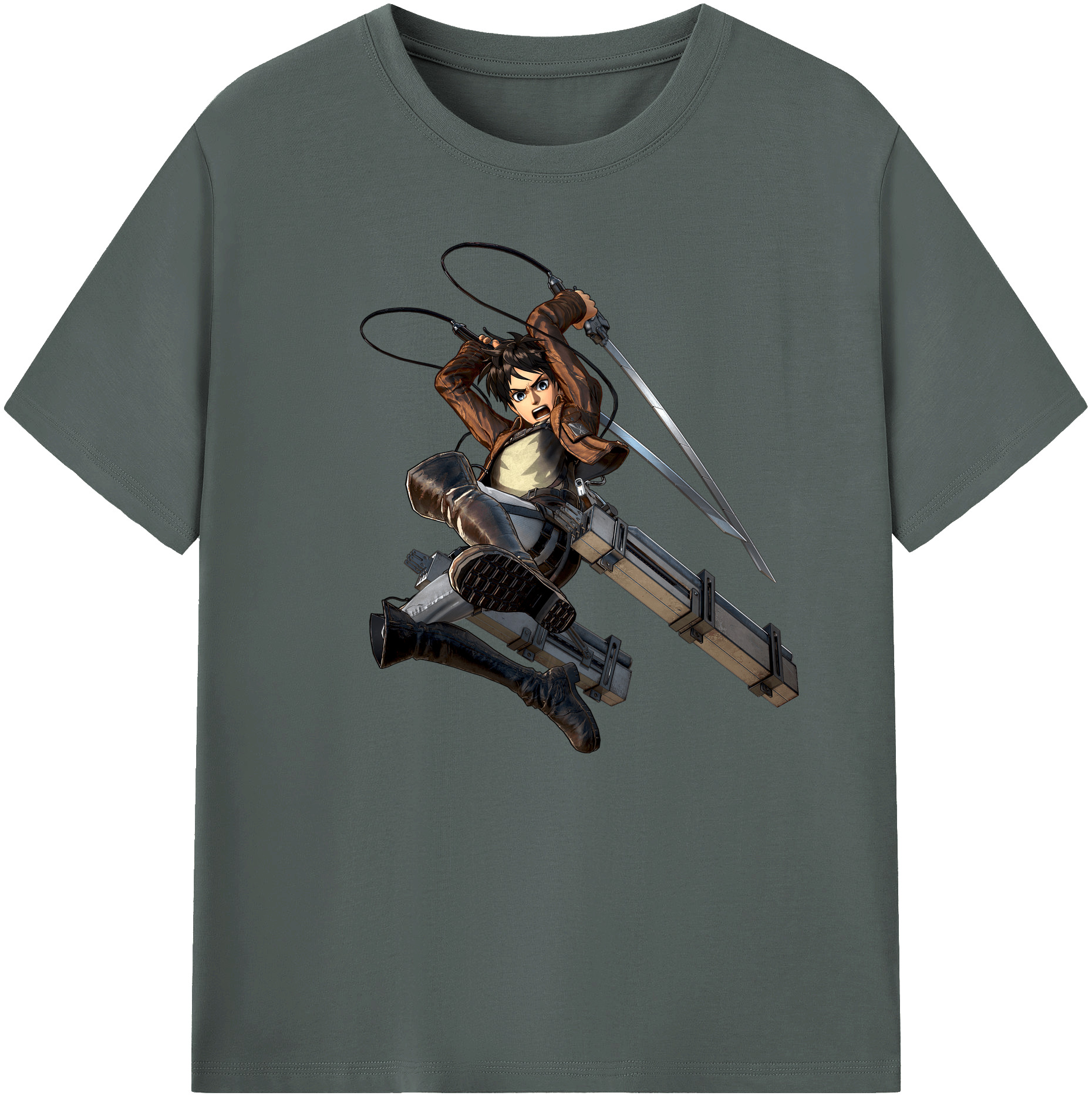 （画像用） 進撃の巨人 エレン･イェーガー Attack on Titan Eren Jäger 綿100％ メンズ半袖Tシャツ｜肌触りやわらか＆通気性
